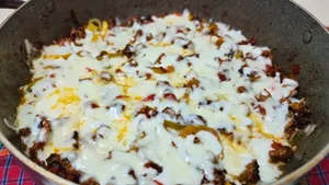 فاهیتای گوشت گاو داغ با پنیر موزارلا آب شده