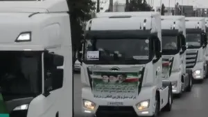 رژه خودرویی بیش از ۲۰۰ کامیون ترانزیتی، تجاری و صادراتی در آستارا